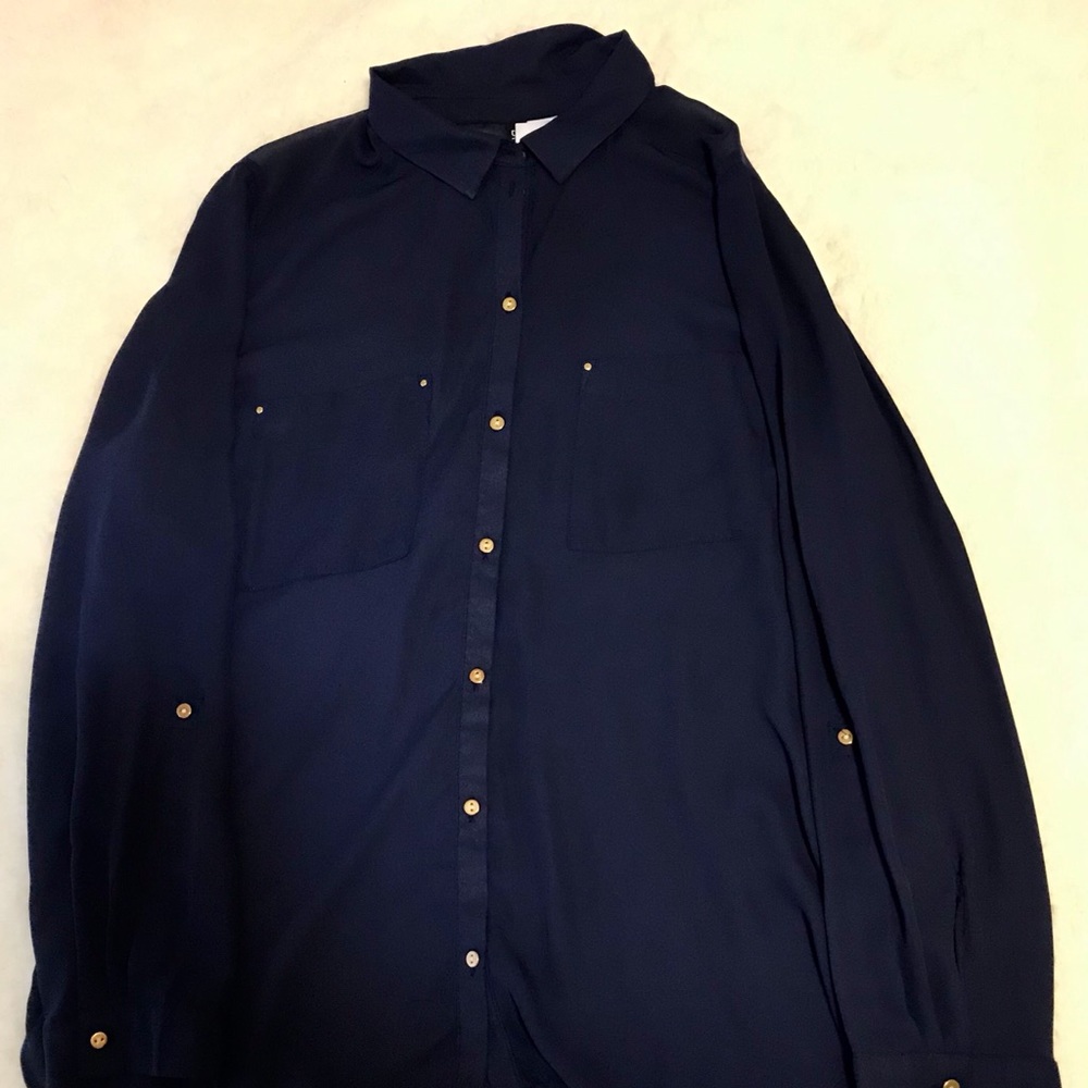 H&M long sleeve blue blouse